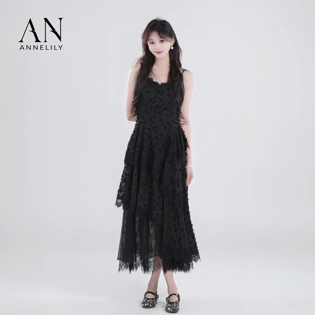 ANNELILY【洛絮】新款上新时尚气质显瘦法式轻奢风吊带裙AQ2503051