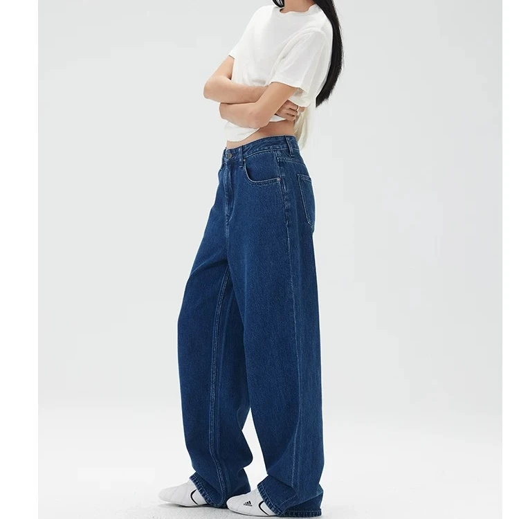 、复古宽松直筒裤牛仔裤女高腰高个子显瘦加长裤子