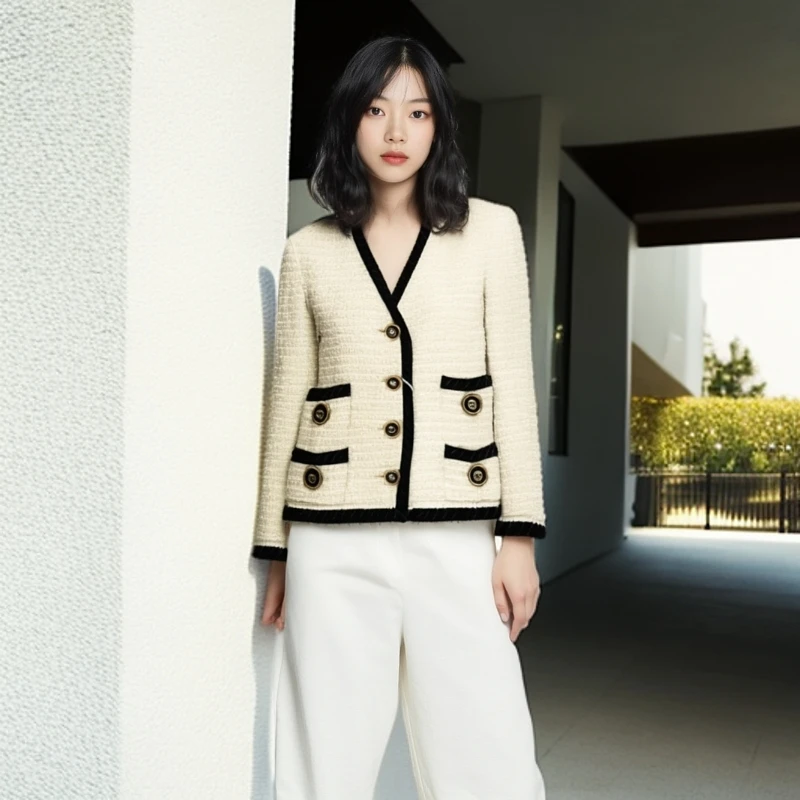 95新 GUCCI/古驰 拉链外套/米白色小香风短款/女士/38码/0001157