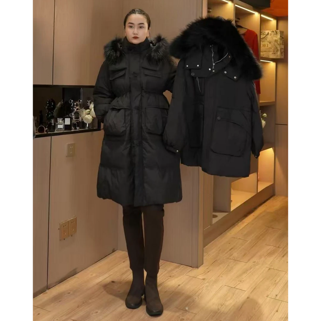 （清货）冬季新款大毛领羽绒服加厚连帽韩版宽松白鸭绒外套