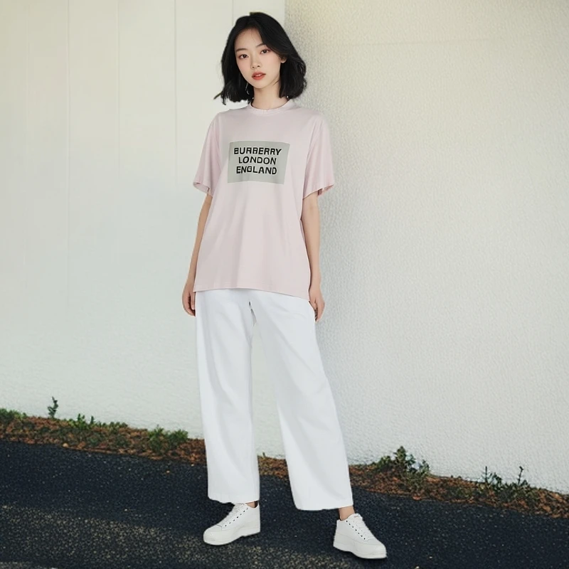 99新 BURBERRY/博柏利 T恤/英文印花短袖套头/休闲/S码/0001787