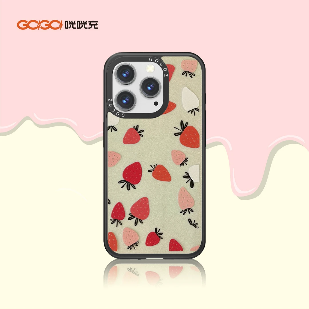 GOGOZ草莓多多 水果米白 咣咣充发电手机壳 适用于苹果14/15/16