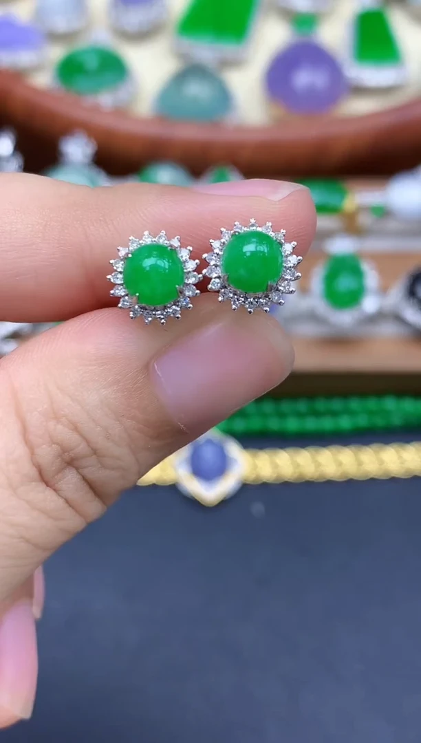 18K金镶嵌翡翠耳饰409-中国好珍宝