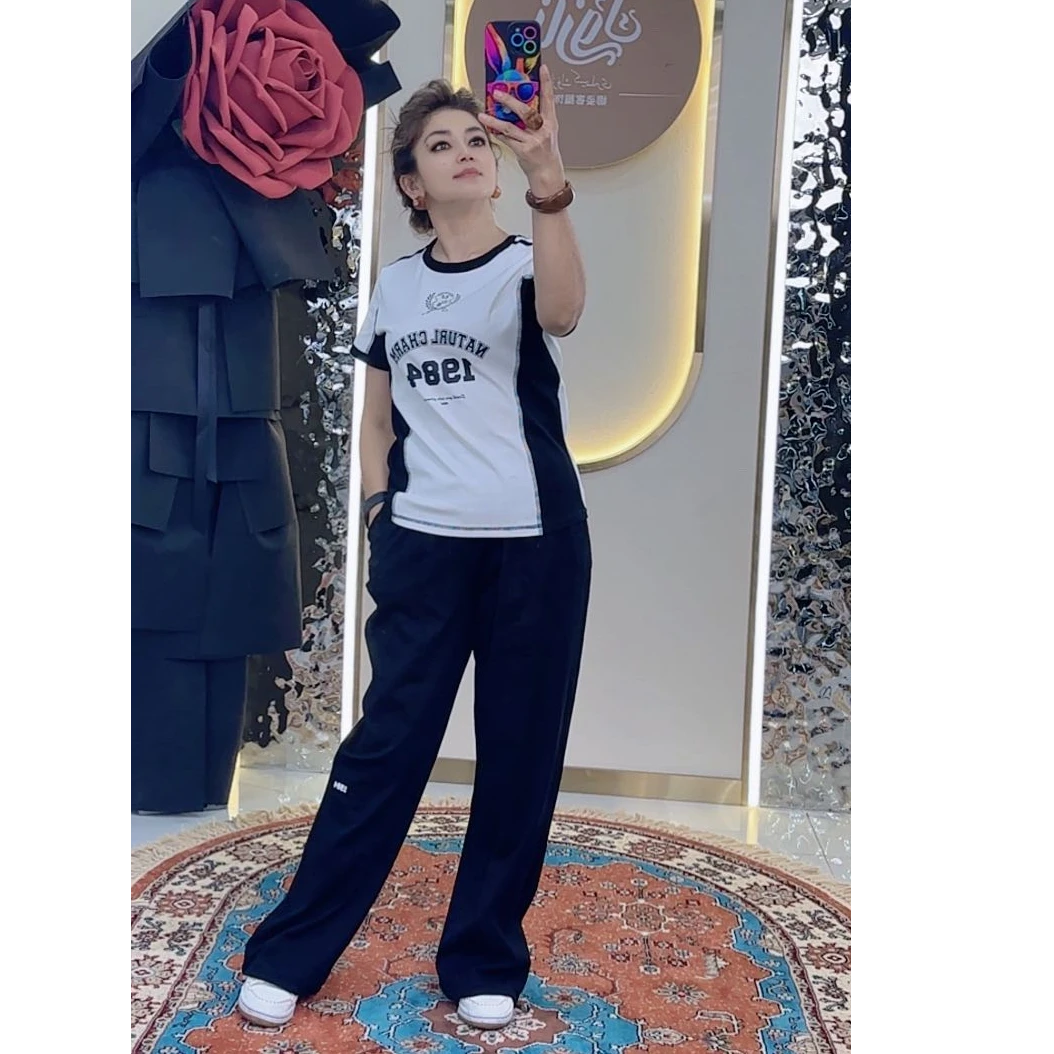 mk新款阔腿显瘦女士运动套装