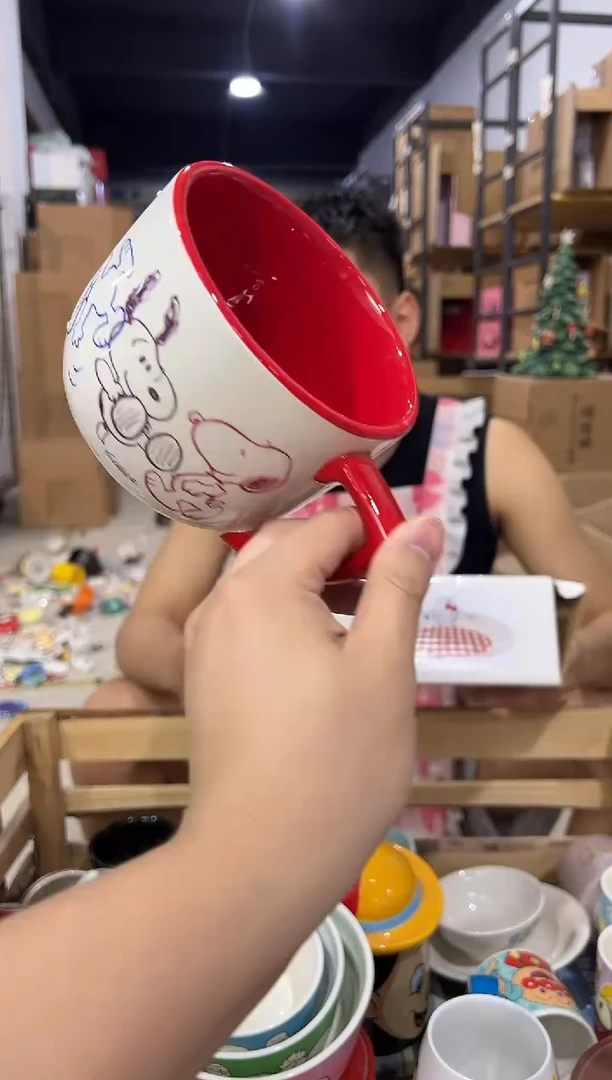 瓷片史努比七彩早餐杯