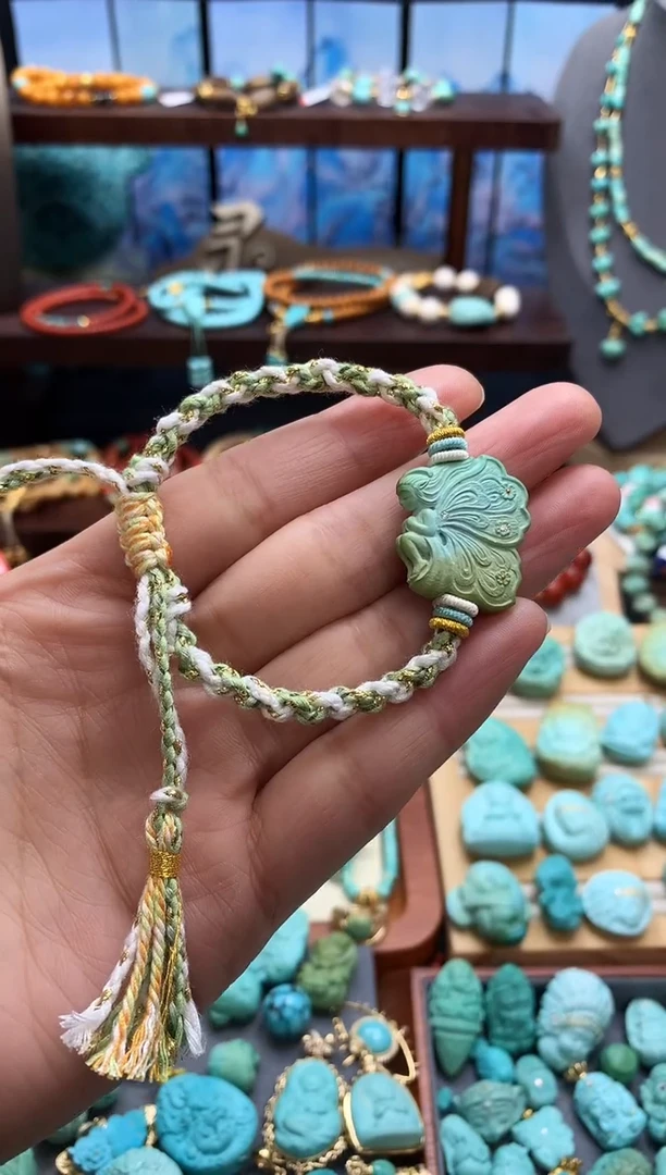 未镶嵌绿松石手链精工高瓷绿松石仙子手绳