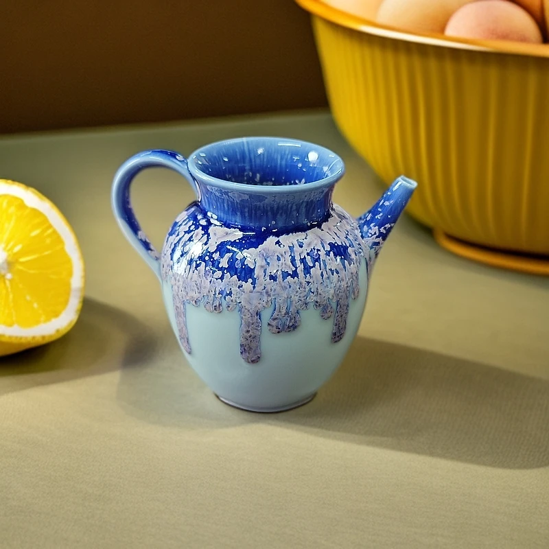 A11【人间瓷画】 色釉公道壶