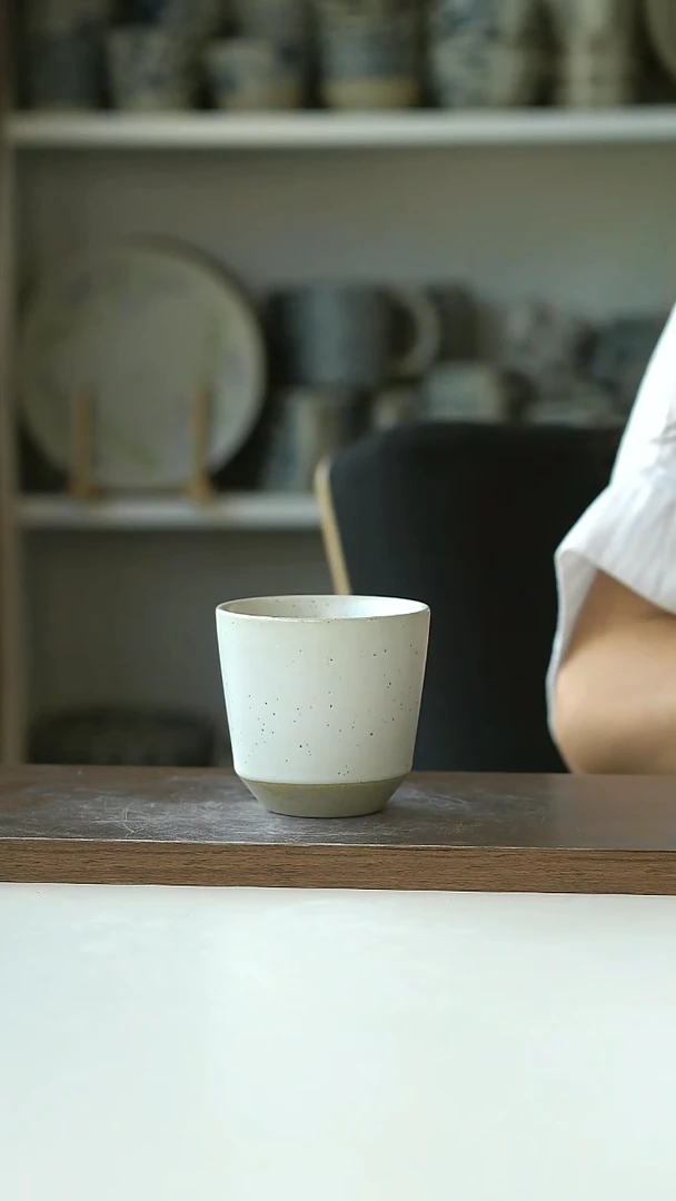 出澳洲RG粗陶砂釉白手握杯180ml@4-2@