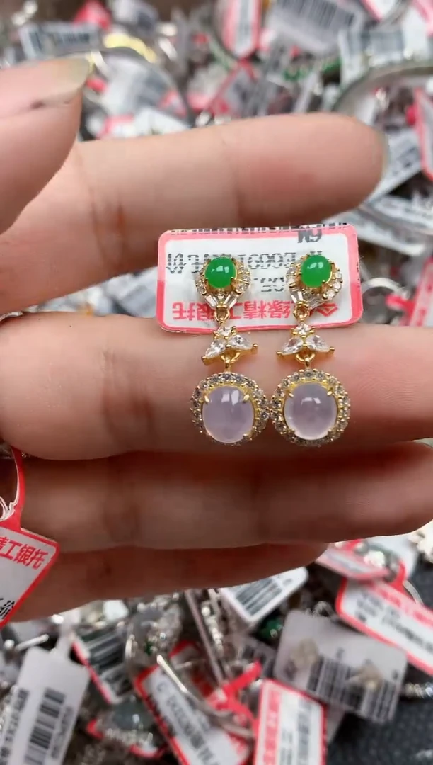 银S925镶嵌戒指翡翠天然A货缅甸翡翠