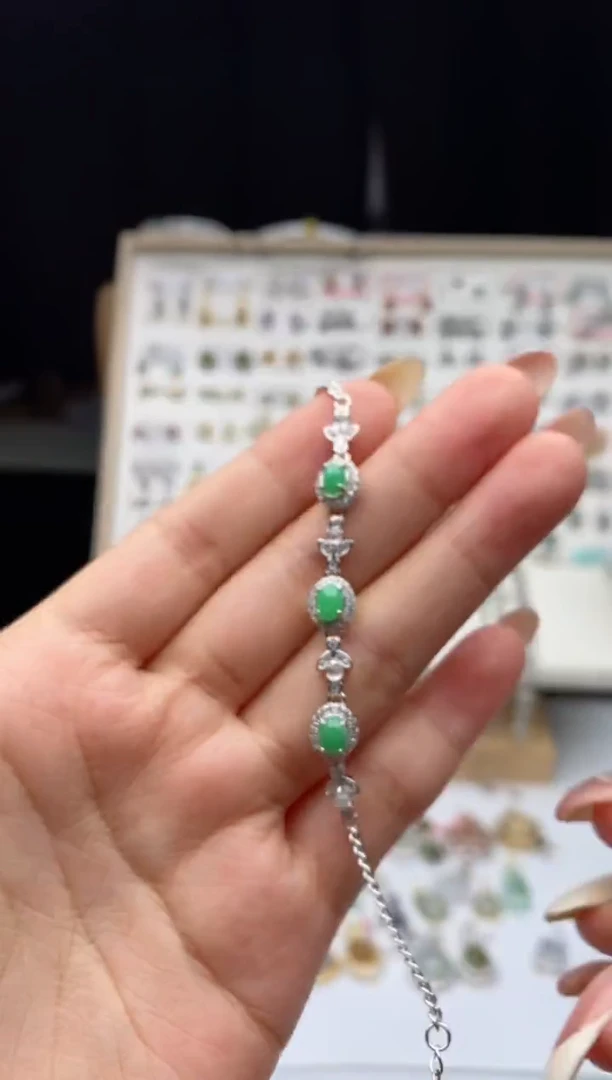 银S925镶嵌戒指翡翠天然A货翡翠