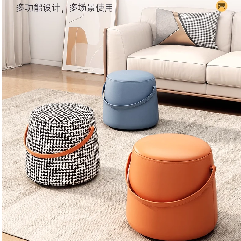 颜色款式随机手提凳客厅实木千鸟格矮凳小板凳门口换鞋凳子