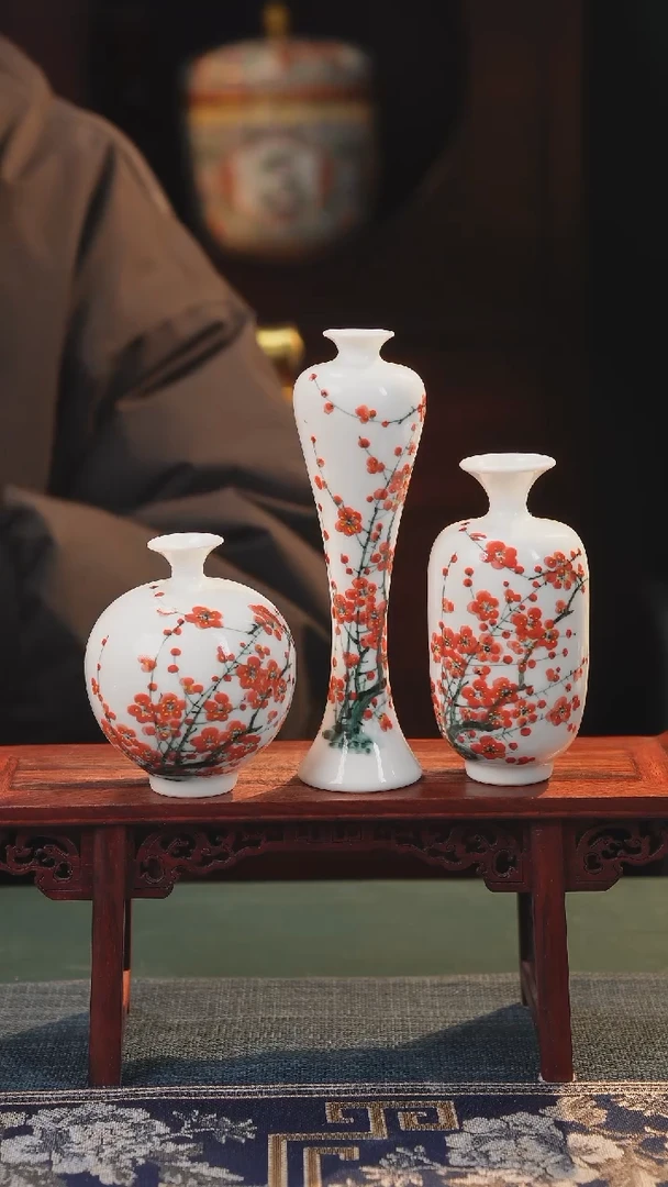 【闪购商品】摆件釉下彩纯手工纯手绘原创瓷器〖三件套〗