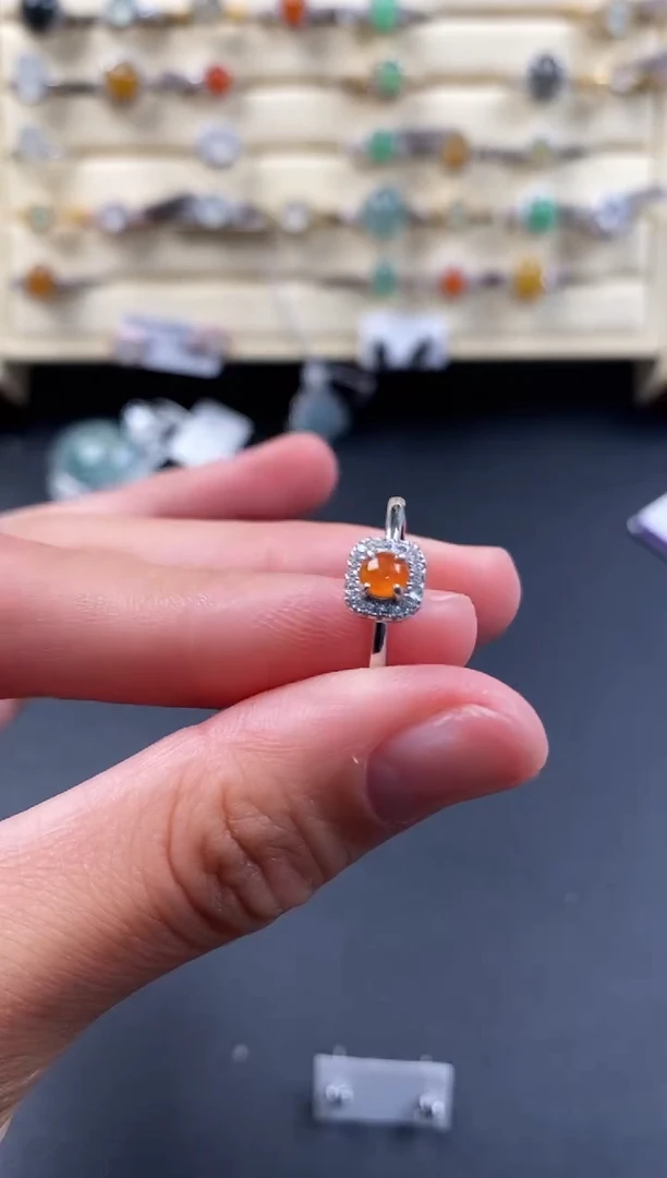 银S925镶嵌戒指翡翠555555+6