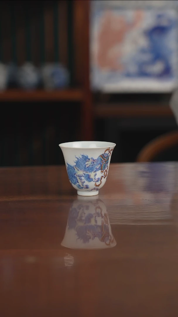 空山明月 新斗彩 双狮