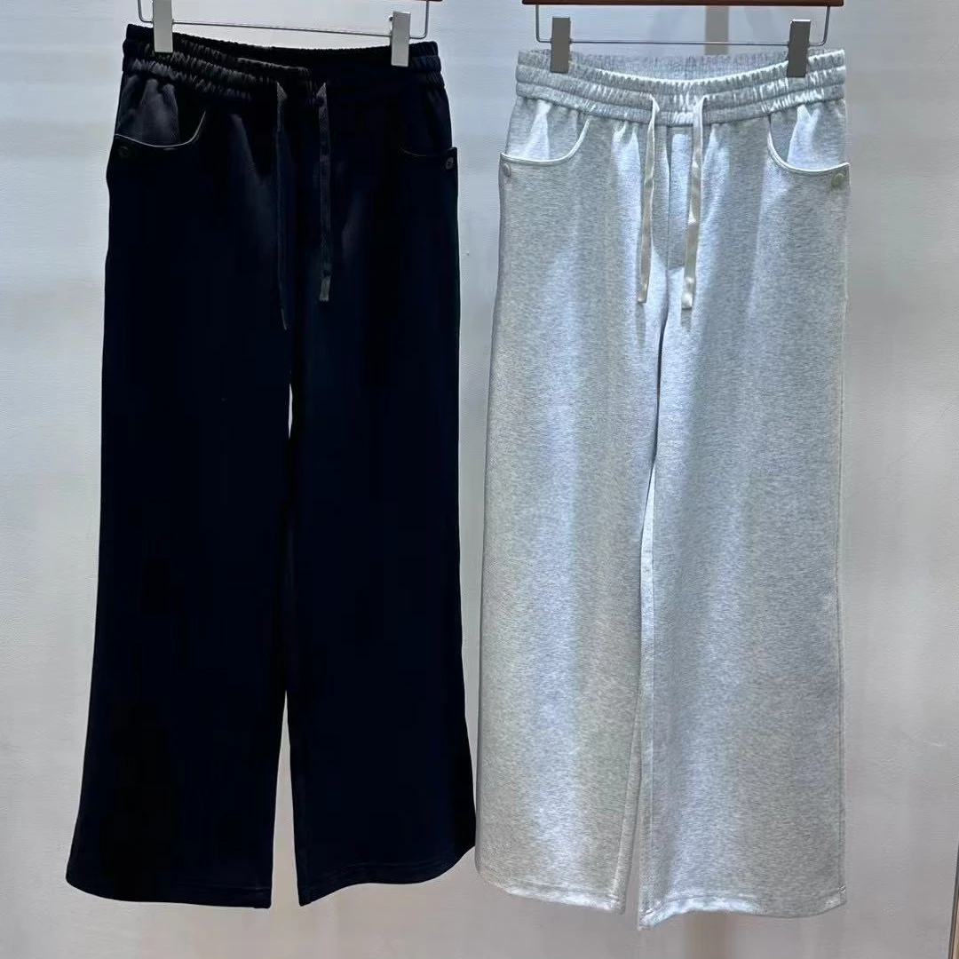 春夏新款极简垂坠感直筒宽松运动休闲卫裤男拖地阔腿休闲长裤