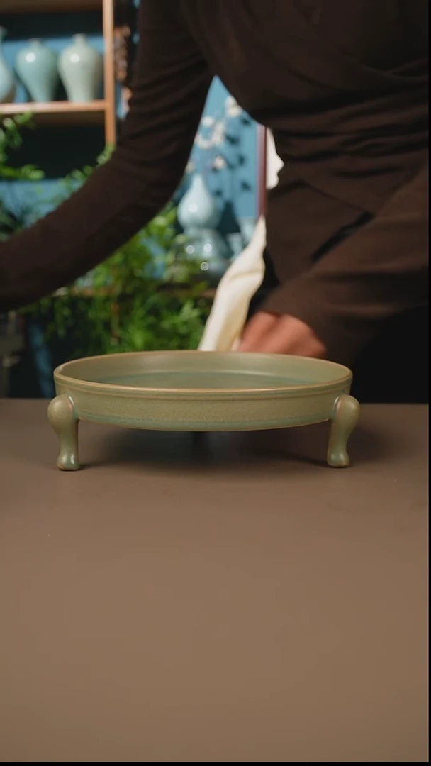 仿古柴烧大号三足洗