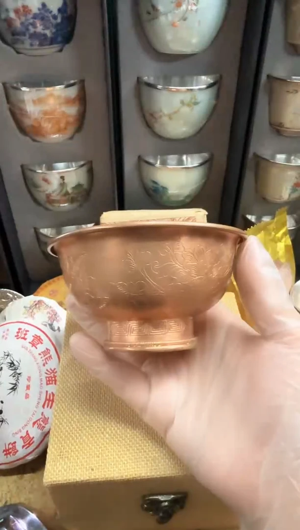 刻花纯铜碗 茶碗