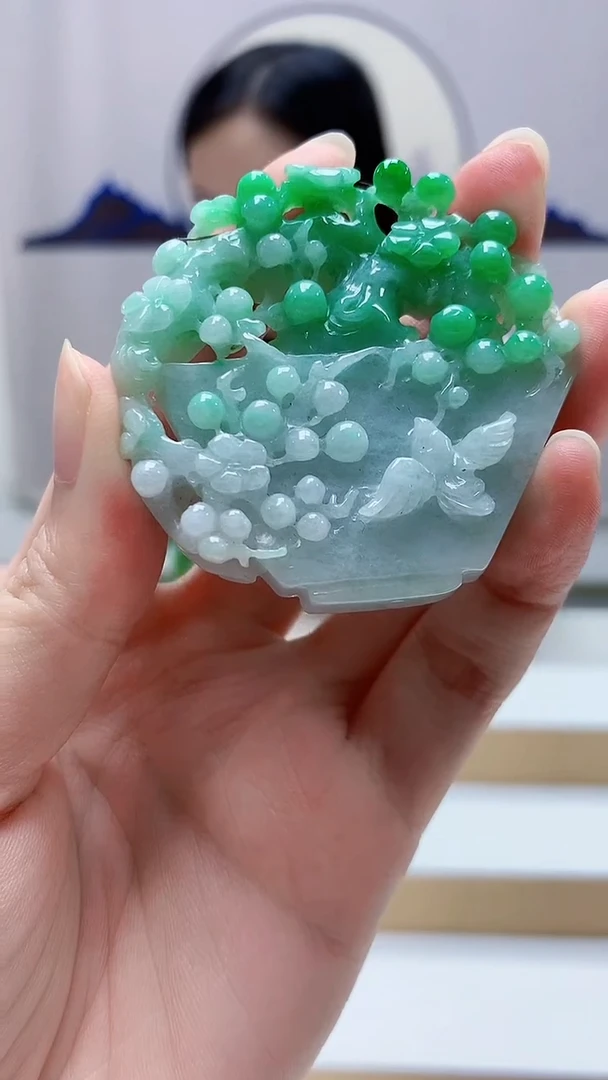 未镶嵌定制翡翠4852zm-毛货挂件57花鸟