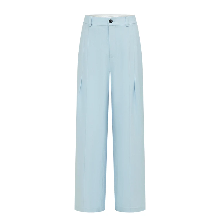 【商场同款】曼德诗醋酸直筒裤新款纯色百搭高腰休闲长裤M102310092