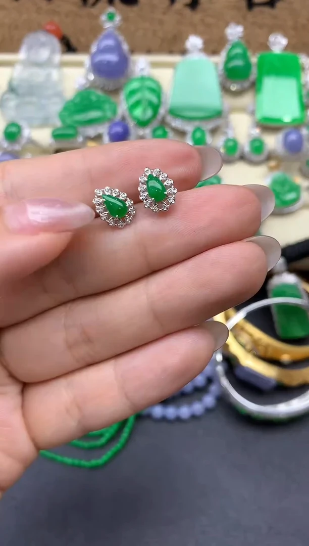 【闪购商品】翡翠耳饰18K金镶嵌127-中国好珍宝