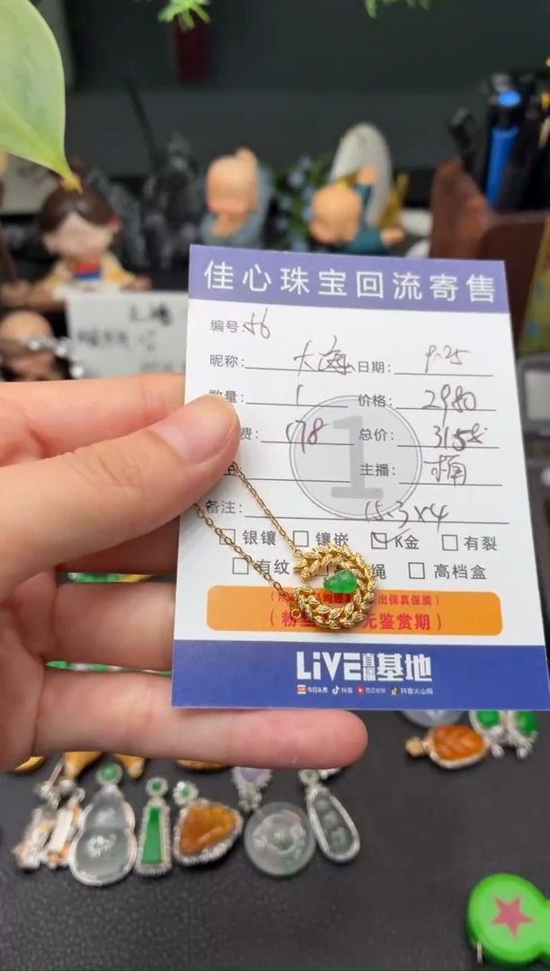 项链18K金镶嵌翡翠大***6翡翠——0925056