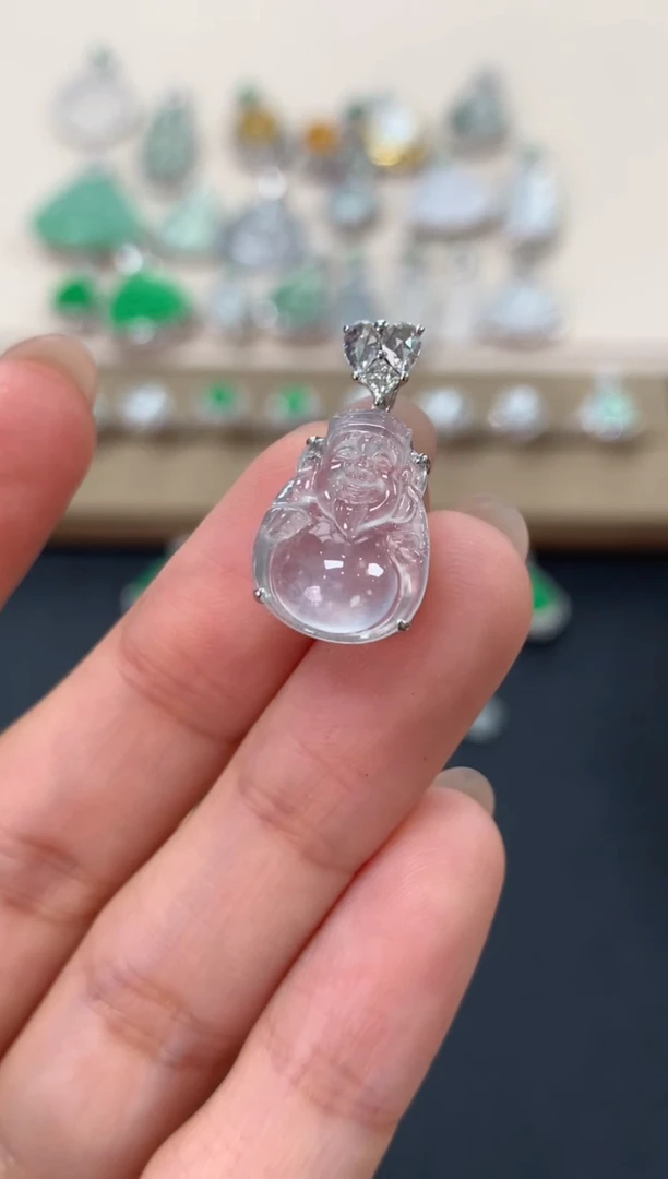 翡翠18K金镶嵌吊坠(不含链)财爷吊坠5980