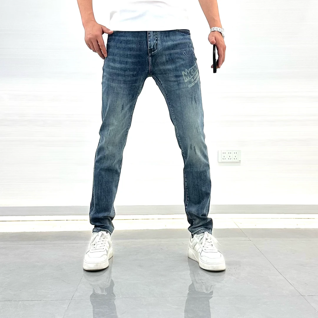 2025夏季新款潮流牛仔裤直筒微小脚休闲时尚男96007