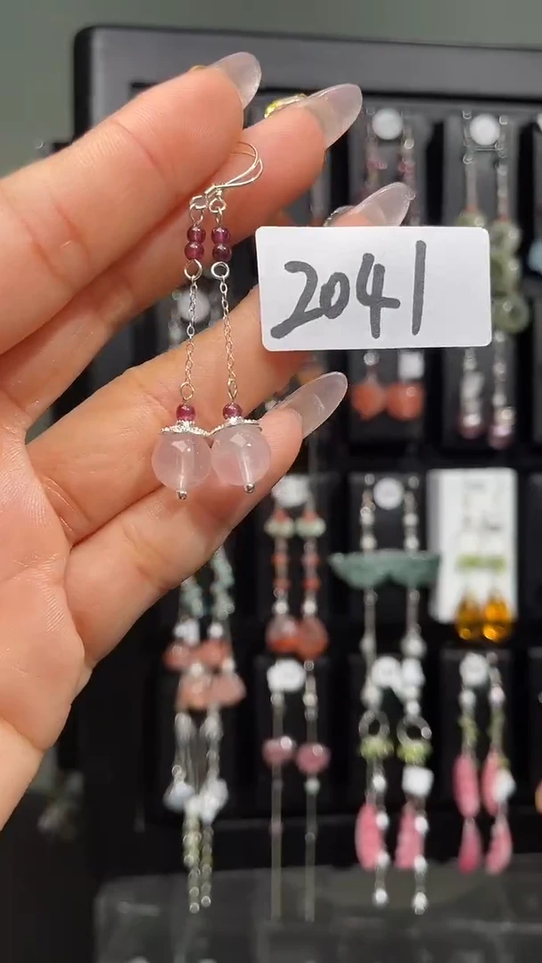 紫晶耳饰银S925镶嵌喜欢拍