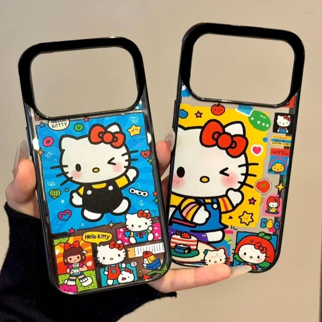 ZMGXkitty插画适用iPhone17手机壳苹果16promax纯色15亚克力14/13