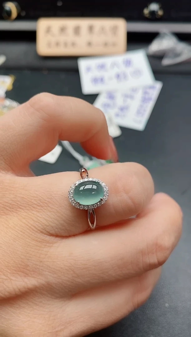 银S925镶嵌戒指翡翠1