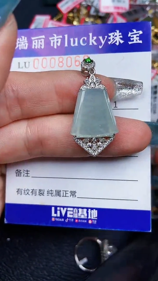 颈饰银S925镶嵌翡翠8069