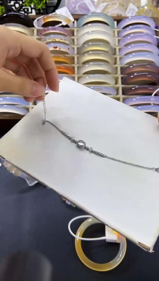 玛瑙/玉髓手镯未镶嵌╃***a925银镶