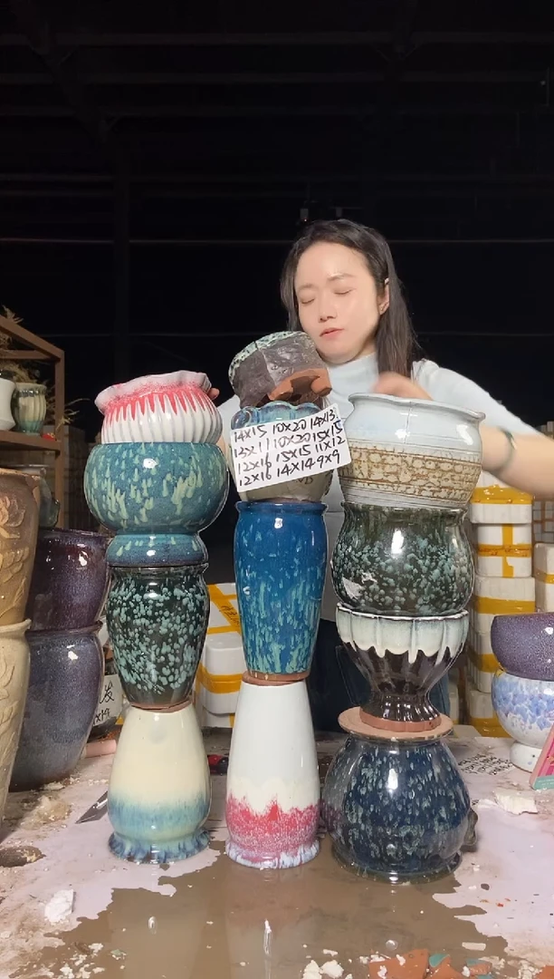 宜兴紫砂粗陶花盆