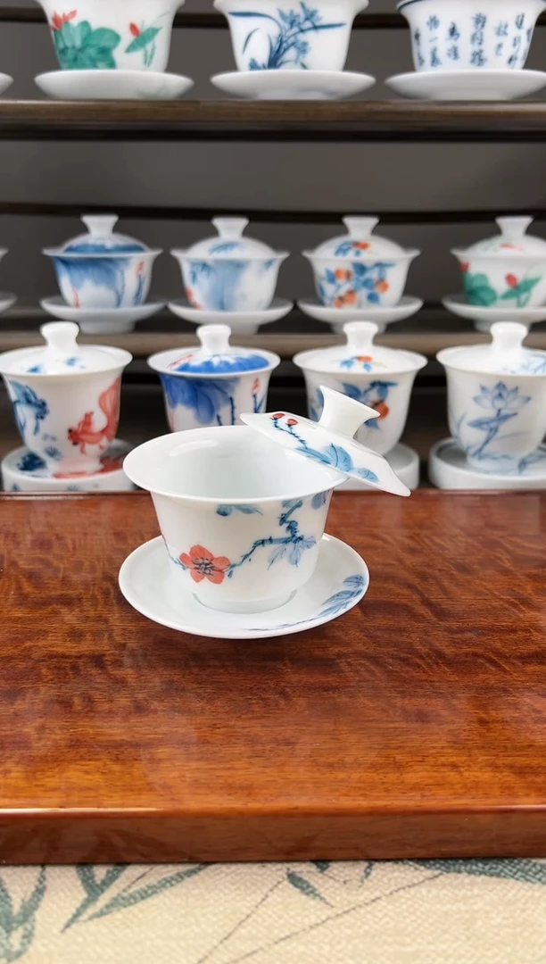 全品山茶花小马蹄100ml三才盖碗