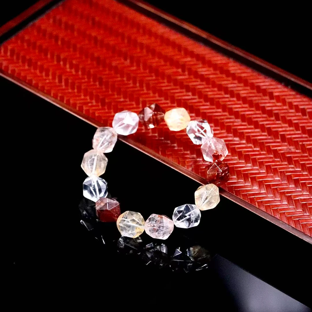 纯天然胶花多宝水晶切面单圈手串B5750-尺寸可选-多样性发一