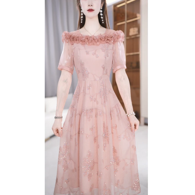 【连衣裙】夏季新款温婉气质轻奢中长款显瘦通勤连衣裙M-4XL