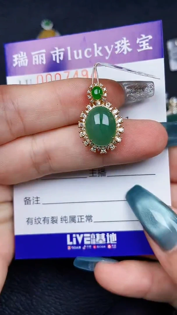 颈饰银S925镶嵌翡翠494