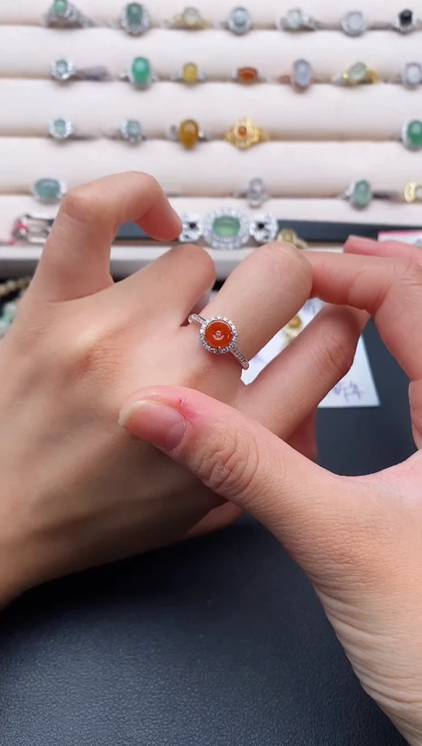 银S925镶嵌戒指翡翠2222222+4