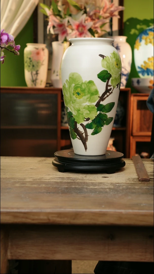 瓷片 景德镇纯手工釉下彩精品花瓶