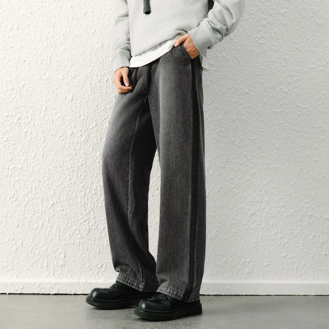 森马牛仔裤阔腿裤宽松直筒裤子2025秋季新款松紧腰轻奢痞帅男装潮