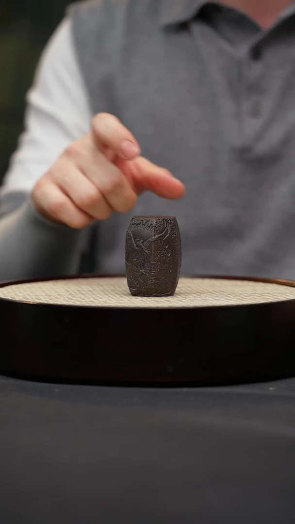 茶壶紫砂10 龙凤盖置紫砂茶宠