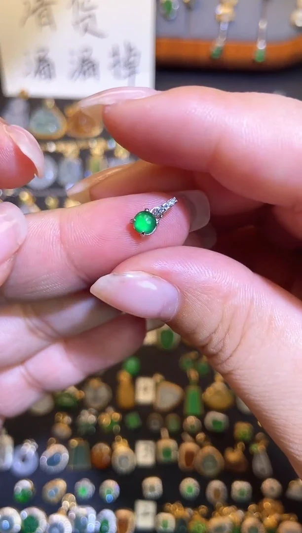 翡翠银S925镶嵌吊坠(不含链)1