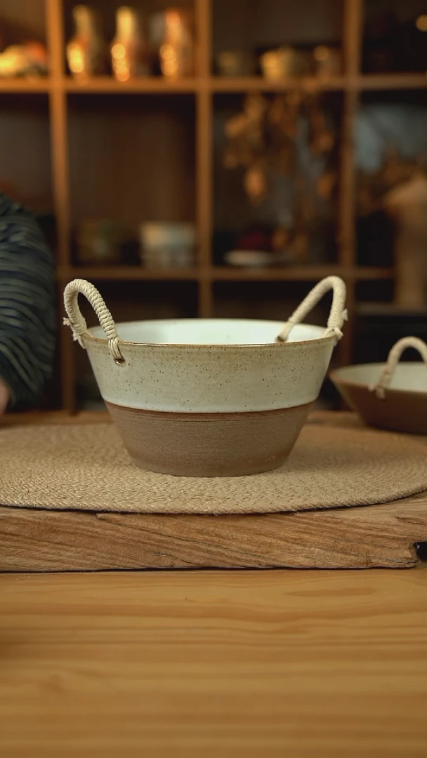 奶奶系列的7.5英寸拼色麻绳桶1个