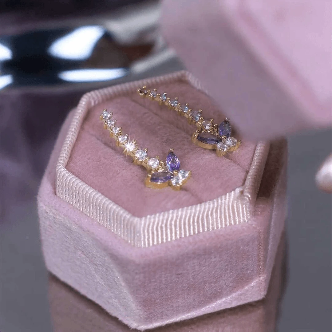 合金耳饰  紫色【蝶骨】高级感耳饰轻奢时尚百搭小众气质精致耳环