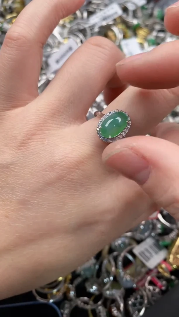 银S925镶嵌戒指翡翠10   6