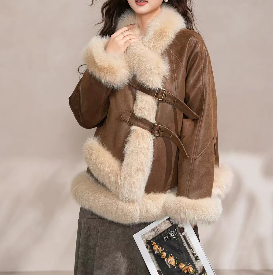 【卷卷定制 90白鸭绒内胆】2025新款千金风麂皮绒+羽绒外套女