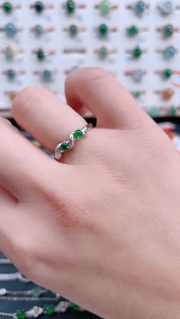 银S925镶嵌戒指翡翠天然翡翠