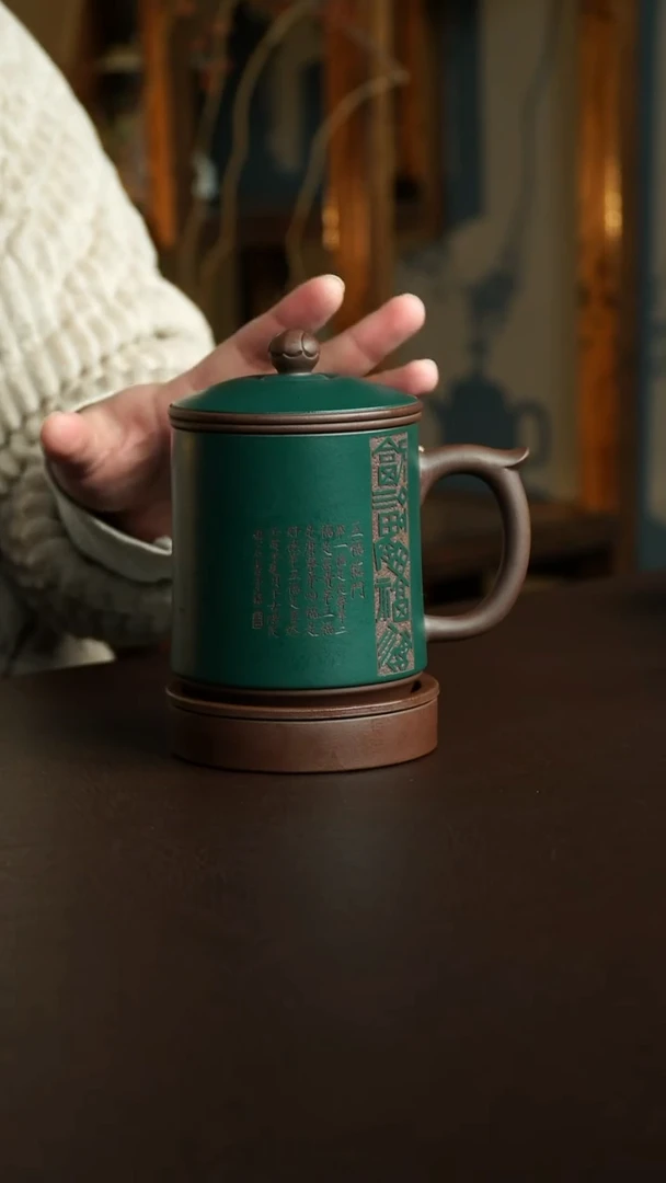 茶杯紫砂52号 五福盖杯 五件套 宜兴紫砂原矿作品