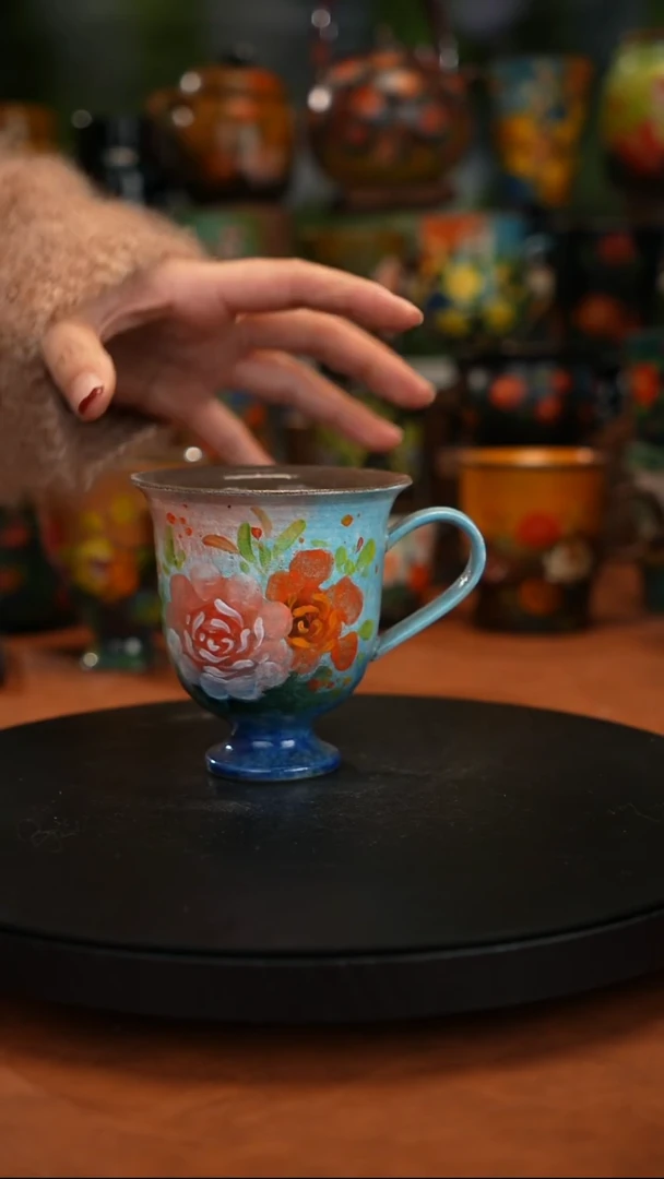 紫砂油画釉下彩手绘