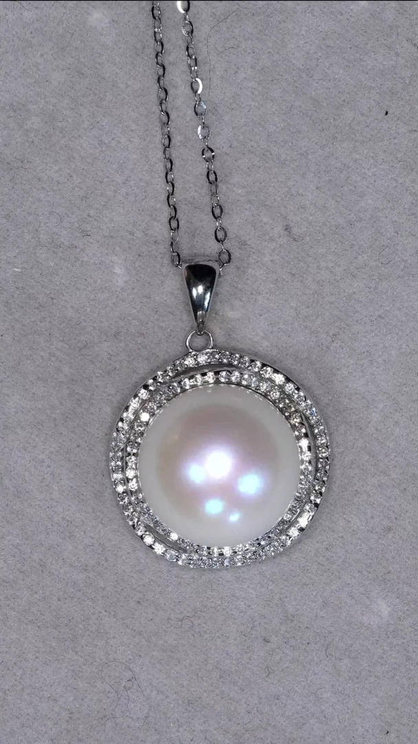 【闪购商品】淡水珍珠吊坠(赠链)银S925镶嵌13-14mm赠s925银链